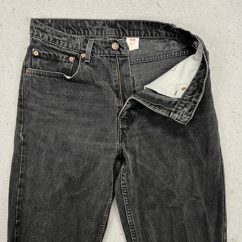 VTG Levis 505 Regular Fit Straight Leg Jeans‎ Faded Black Mens 30x33 (TAG 32x34)